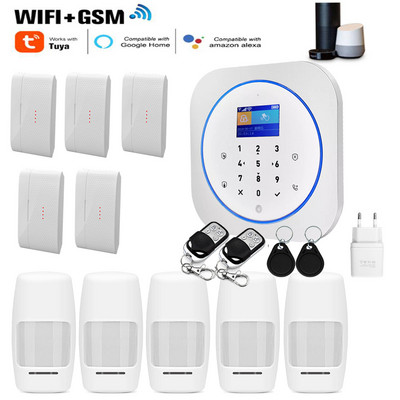 „Sgooway“ gamyklinė jutiklinė klaviatūra WIFI GSM namų apsauga, apsauga nuo įsilaužimo, belaidė „Tuya“ signalizacijos sistema, judesio aptikimo programa, valdanti gaisro dūmus