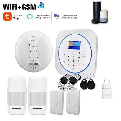„Sgooway“ gamyklinė jutiklinė klaviatūra WIFI GSM namų apsauga, apsauga nuo įsilaužimo, belaidė „Tuya“ signalizacijos sistema, judesio aptikimo programa, valdanti gaisro dūmus