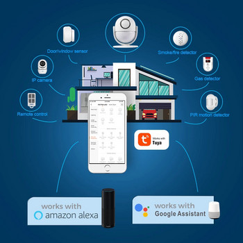Tuya Smart Home Security WIFI алармена система 120dB работи с Google Alexa 433 PIR детектор Сензор за врата Smart Life App Крамец
