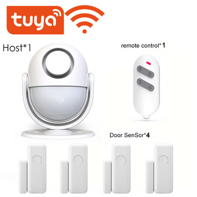 Tuya Smart Home Security WIFI signalizacijos sistema 120dB veikia su Google Alexa 433 PIR detektoriaus durų jutikliu Smart Life App įsilaužėlis