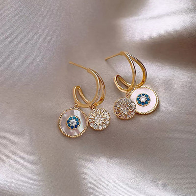 LATS 2022 Prabangus Aukso spalvos Klasikinis Apvalus Korpuso Gėlė Dorp Auskarai Moteriški Vestuvių Vakarėlis Elegantiški auskarai Papuošalai Priedai