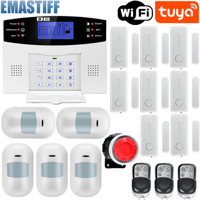 LCD klaviatūra Tuya WIFI GSM namų apsauga nuo įsilaužimo belaidė laidinė signalizacijos sistema judesio detektorius APP valdymo gaisro dūmų detektorius