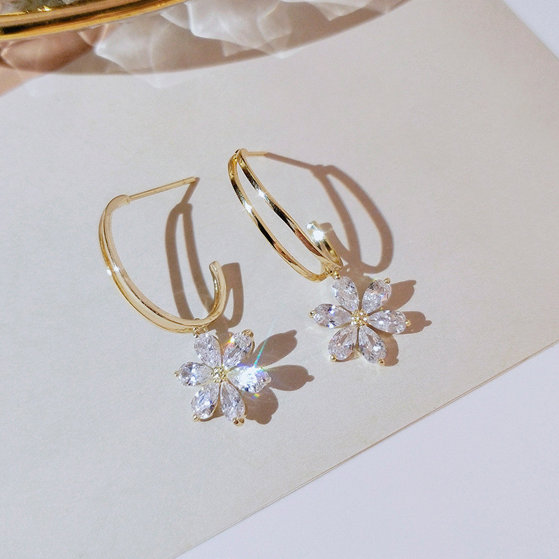 2022 m. nauji korėjietiški šviesūs prabangūs gėlių auskarai moterims, krištolo cirkonio mėnulio planetos perlų temperamento auskarai, papuošalai, dovanos