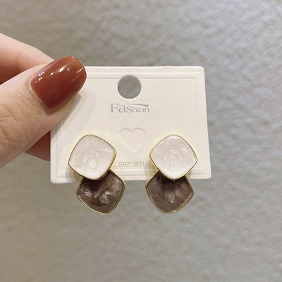 LATS Nauji Korėjos Atvykimo Metalo Madingi Švieži Mieli Saldi pilki Lapeliai Auskarai Moterims Madingi Papuošalai