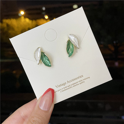 LATS Nauji Korėjos Atvykimo Metalo Madingi Švieži Mieli Saldi pilki Lapeliai Auskarai Moterims Madingi Papuošalai