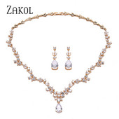 ZAKOL mados klasteris, gėlė, kubinis cirkonio kristalas, moteriškas auskarai, karolių rinkinys nuotakoms, vestuvinės vakarienės suknelės papuošalai