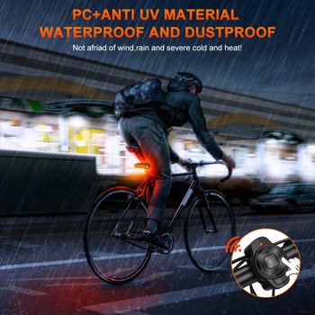 Wsdcam Безжична водоустойчива аларма за велосипеди Задни светлини Аларма против крадци Велосипедна сигурност Anti Lost Remote Control Детектор за вибрации Аларма