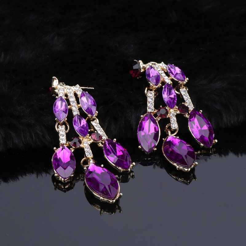 Krištolo nuotakos papuošalų rinkiniai Vestuvių vakarėlio kostiumų aksesuarai Indijos karoliai auskarų rinkinys nuotakai Puošnūs papuošalų rinkiniai moterims