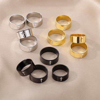 Минималистични пръстени с викингски руни за жени от неръждаема стомана с геометричен пръстен с кръст Естетичен подарък за коледни бижута bague femme