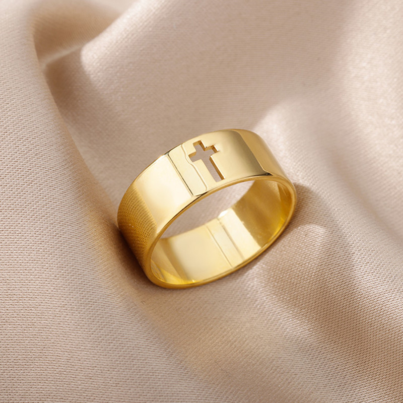 Minimalistiniai vikingų runų žiedai moterims nerūdijančio plieno geometrinis kryžiaus pirštų žiedas Estetinis kalėdinis papuošalas Dovana bague femme