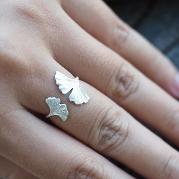 Античен персонализиран отворен пръстен с листа от гинко Планинска гора Пръстен с глухарче за жени Приемам дропшиппинг