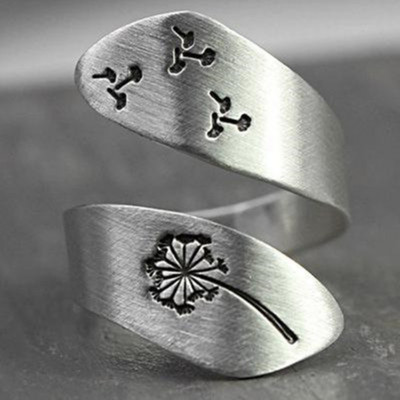 Antikvarinis suasmenintas atviras ginkmedžio lapų žiedas kalnų miško kiaulpienių žiedas moterims, priimtinas siuntas