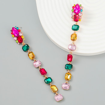 Нови искрящи висящи капкови обеци с кристали за жени Вечеря Сватбени аксесоари Модни изявени обеци Бижута