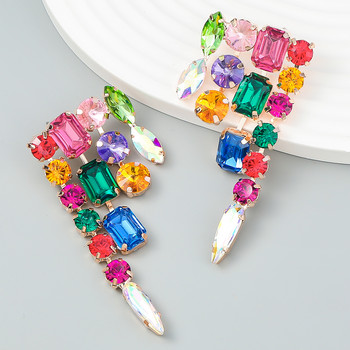 Нови искрящи висящи капкови обеци с кристали за жени Вечеря Сватбени аксесоари Модни изявени обеци Бижута