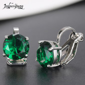 Fshion кръгли обеци с щипки с кубичен цирконий за жени с CZ кристал, женски сватбени обеци, подарък за парти, бижута