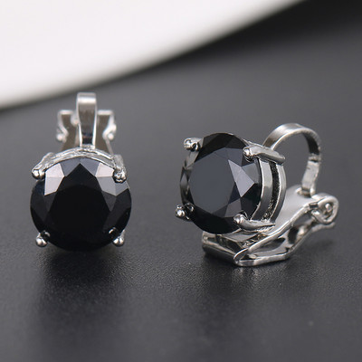 Fshion кръгли обеци с щипки с кубичен цирконий за жени с CZ кристал, женски сватбени обеци, подарък за парти, бижута