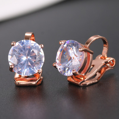 Fshion кръгли обеци с щипки с кубичен цирконий за жени с CZ кристал, женски сватбени обеци, подарък за парти, бижута