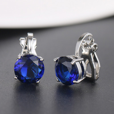 Fshion кръгли обеци с щипки с кубичен цирконий за жени с CZ кристал, женски сватбени обеци, подарък за парти, бижута