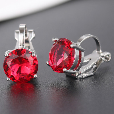 Fshion кръгли обеци с щипки с кубичен цирконий за жени с CZ кристал, женски сватбени обеци, подарък за парти, бижута