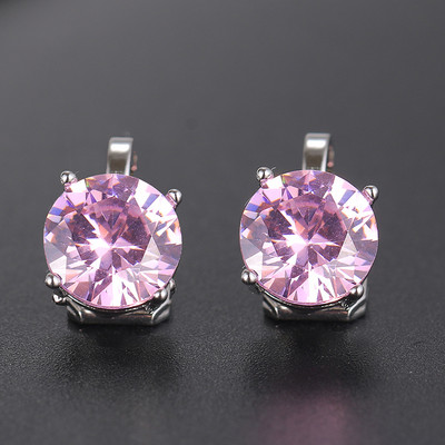 Fshion кръгли обеци с щипки с кубичен цирконий за жени с CZ кристал, женски сватбени обеци, подарък за парти, бижута