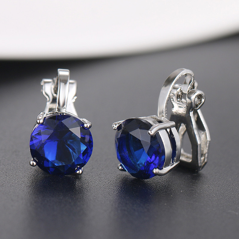 Fshion кръгли обеци с щипки с кубичен цирконий за жени с CZ кристал, женски сватбени обеци, подарък за парти, бижута