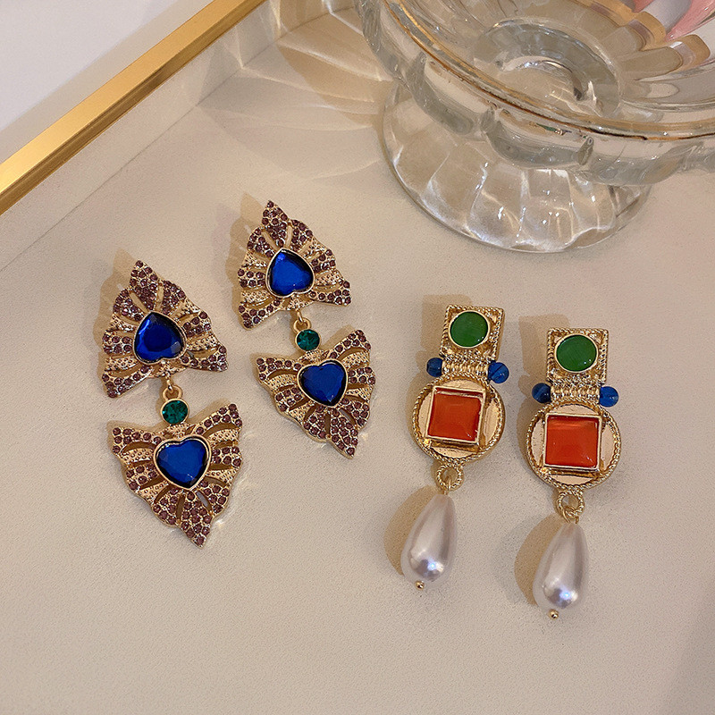 XIALUOKE geometriniai apskriti kvadratiniai dervos perlų auskarai moterims vintažiniai hiperboliniai dideli auskarai vakarėlio papuošalai