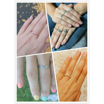 Γυναικεία ασημένια δαχτυλίδια 925 Γνήσια Tiara Heart Wishbone αρραβωνιαστικός ροζ χρυσός Γάμος στοίβαγμα κρυστάλλων κοσμημάτων