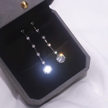 Луксозни лъскави кубични циркониеви кристални дълги висящи обеци за жени Изящни елегантни сватбени аксесоари за сватбени бижута