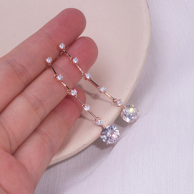 Prabangūs blizgūs kubiniai cirkonio krištoliniai krištoliniai auskarai moterims Statement Elegantiški vestuvinių papuošalų priedai