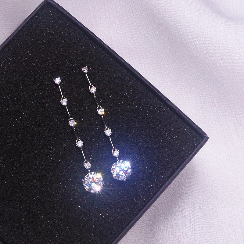 Prabangūs blizgūs kubiniai cirkonio krištoliniai krištoliniai auskarai moterims Statement Elegantiški vestuvinių papuošalų priedai