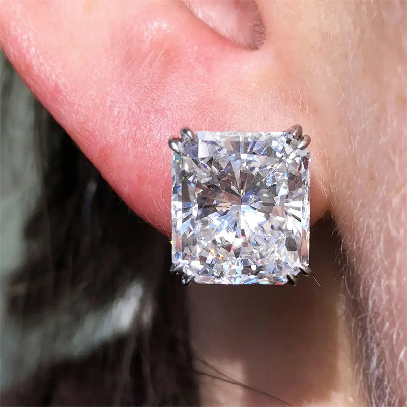 Големи блестящи квадратни обеци с камък Циркон за жени Модни бижута Тенденция за 2021 г. Нови корейски обеци