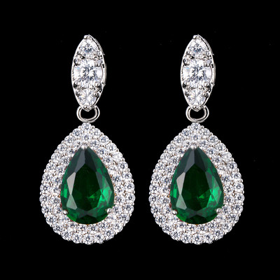 Блестяща капка вода, кубичен цирконий, дълги обеци, големи CZ булчински кристални сватбени обеци за булки, модни бижута Brinco AE413