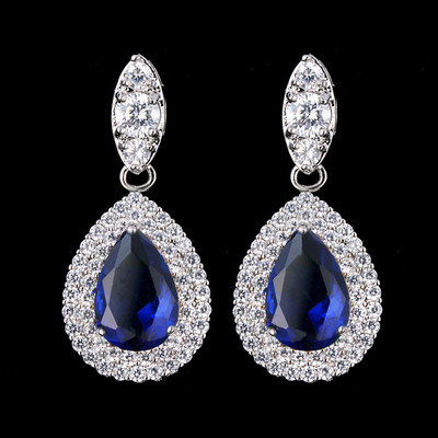 Блестяща капка вода, кубичен цирконий, дълги обеци, големи CZ булчински кристални сватбени обеци за булки, модни бижута Brinco AE413