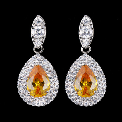 Блестяща капка вода, кубичен цирконий, дълги обеци, големи CZ булчински кристални сватбени обеци за булки, модни бижута Brinco AE413