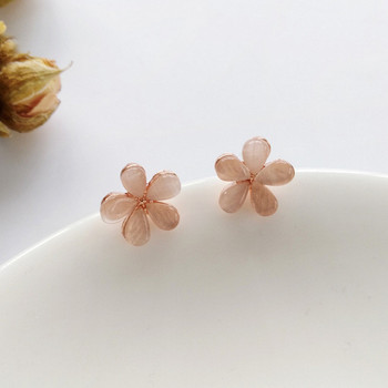 Корейски стил Малки обеци с щипка за уши с цвете на маргаритка Пролетни прости бели лилави венчелистчета без пиърсинг Обеци с щипка за жени