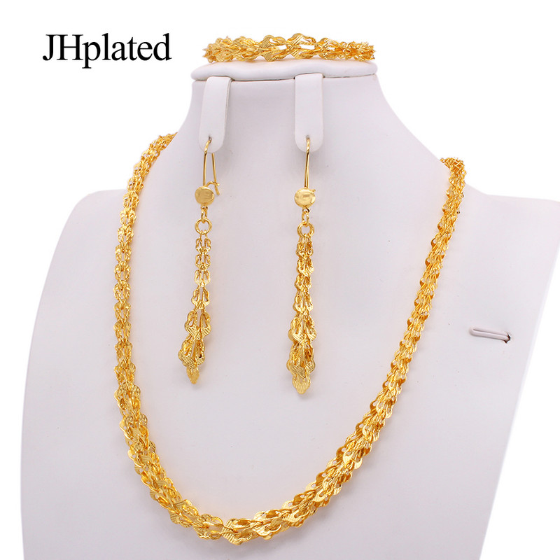 Etiopijos Afrikos nuotakų grandinėlė Papuošalų rinkiniai moterims Vestuvių vakarėlis paauksuotas karoliai auskarai apyrankės papuošalų rinkinys Priedai