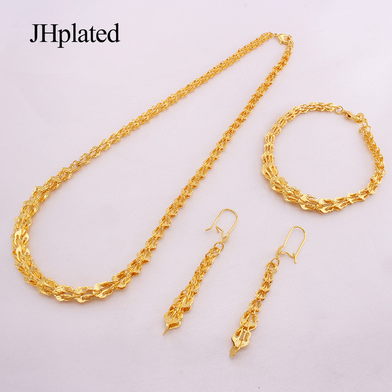 Etiopijos Afrikos nuotakų grandinėlė Papuošalų rinkiniai moterims Vestuvių vakarėlis paauksuotas karoliai auskarai apyrankės papuošalų rinkinys Priedai