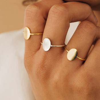 eManco Деликатен овален пръстен Изящен позлатен празен минималистичен феминистичен пръстен за жени Личността може да бъде на едро