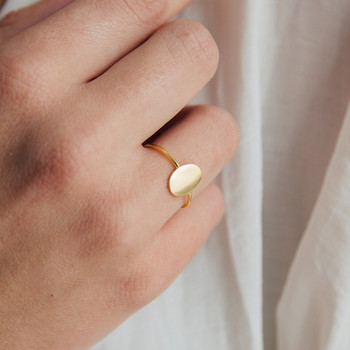 eManco Деликатен овален пръстен Изящен позлатен празен минималистичен феминистичен пръстен за жени Личността може да бъде на едро