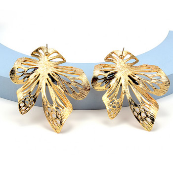 Винтидж горещ дизайн, преувеличен златен цвят, метални обеци с цветя за жени, висококачествени бижута на едро Brincos
