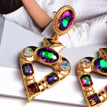 Изящни дълги метални цветни кристални висящи обеци с високо качество, нов дизайн, модни бижута, аксесоари за жени
