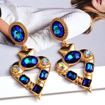 Statement Ilgi metaliniai spalvingi krištoliniai kabantys auskarai Aukštos kokybės naujo dizaino madingi papuošalų aksesuarai moterims