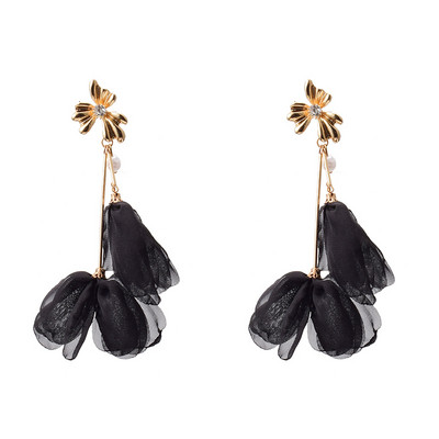 Декларация за ново пристигане Висящи дълги обеци във формата на цвете на едро Модни големи капкови обеци Аксесоари за бижута за жени