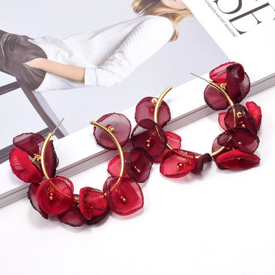 Декларация за ново пристигане Висящи дълги обеци във формата на цвете на едро Модни големи капкови обеци Аксесоари за бижута за жени