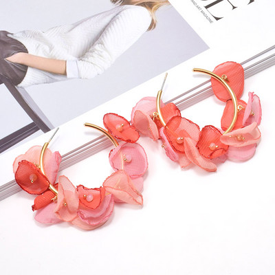 Декларация за ново пристигане Висящи дълги обеци във формата на цвете на едро Модни големи капкови обеци Аксесоари за бижута за жени