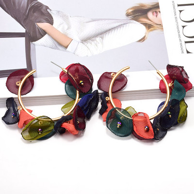 Декларация за ново пристигане Висящи дълги обеци във формата на цвете на едро Модни големи капкови обеци Аксесоари за бижута за жени