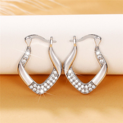 Huitan Retro moteriški auskarai su lanku, tuščiavidurio dizaino sidabro/aukso spalvos geometriniai apskritimo auskarai, naujos tendencijos vintažiniai papuošalai