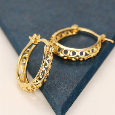 Huitan Retro moteriški auskarai su lanku, tuščiavidurio dizaino sidabro/aukso spalvos geometriniai apskritimo auskarai, naujos tendencijos vintažiniai papuošalai