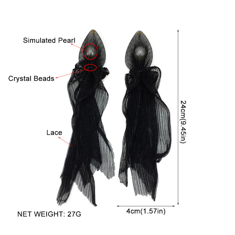 UKEN Lace Wrap Perlų imitacija Ilgi auskarai Crystal Beaded Statement Auskarai Vestuviniai papuošalai Žavingi auskarai Didelė didmeninė prekyba