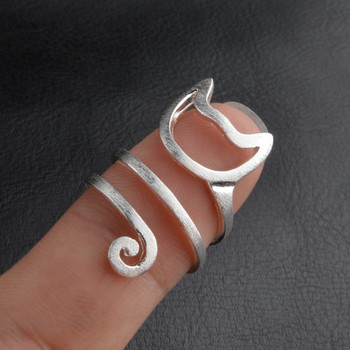 Foxanry Сребърен цвят Творчески навиващи се ръчно изработени пръстени за жени Двойки Terndy Парти Сладка котка Пръст anillos Бижута Подаръци